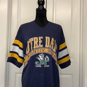 Vintage‎ Notre Dame Fighting Irish Navy blue Shirt Beading – Size L